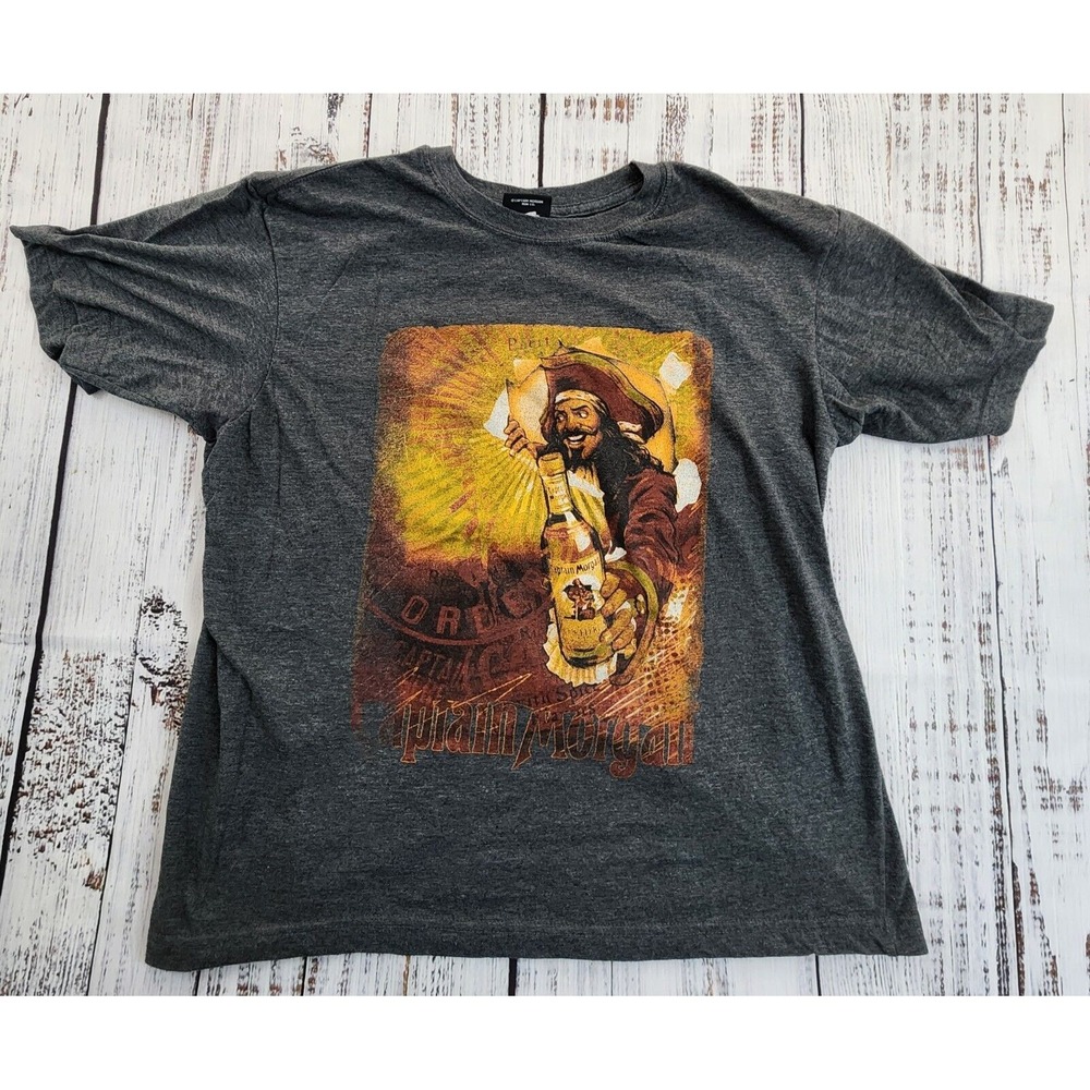 Captain Morgan's Rum Official Crew Gray Short Sleeve T-Shirt Adult XS‎